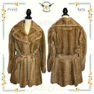 Vintage London Leathers by Lilli Ann Faux Fur Leather Jacket Coat Brown Medium